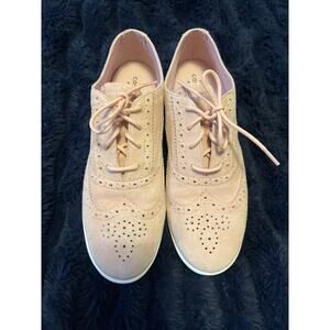 Cole Haan Women’s Size 7 Pink Suede Oxford Shoes Wingtip Lace Up EUC